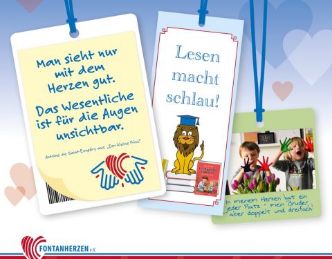 Lesezeichen mit Herzbotschaften